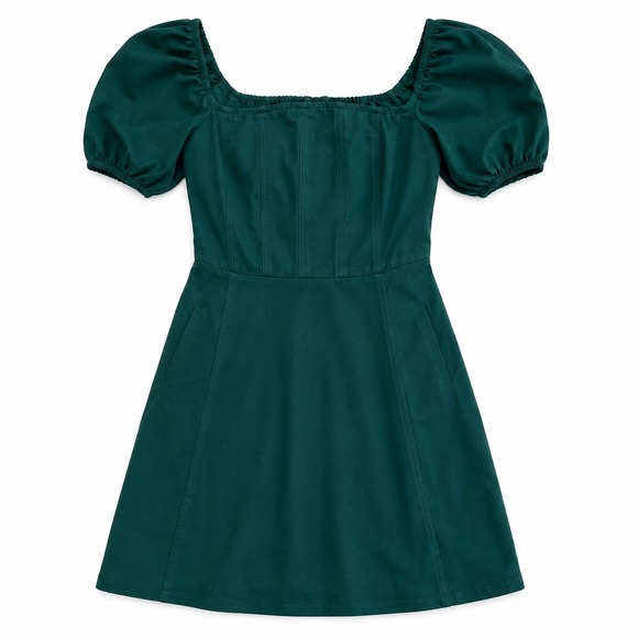 Abercrombie & Fitch Dresses & Skirts - Abercrombie & Fitch Emerald Green Puff Sleeve Corset Mini Dress Coquette Small